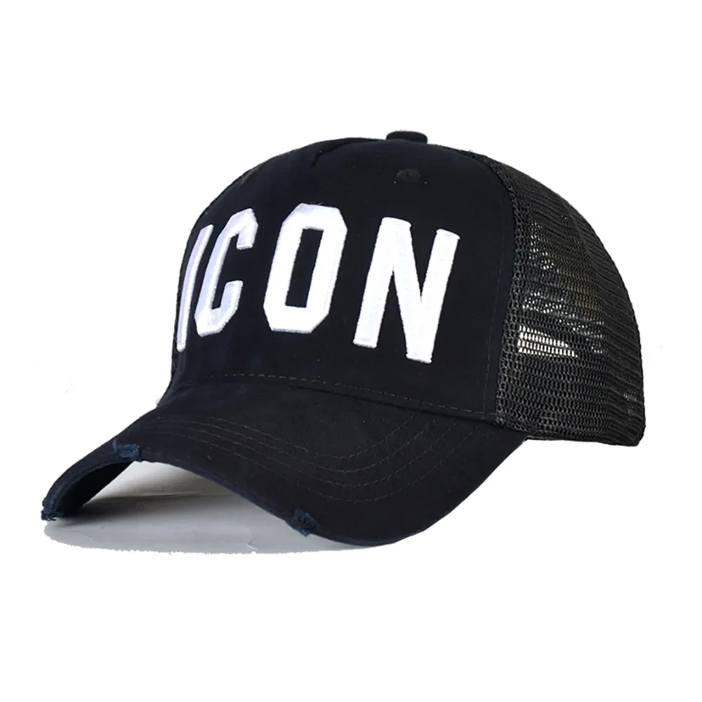 DSQICOND2 Summer Mesh cap Embroidery ICON Letters Cotton Baseball Caps High Quality Cap Men Women Trucker Cap Black Cap Dad Hat
