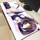 Большой коврик для мыши MRGBEST с аниме девушкой некопара, шоколадный, большой компьютерный игровой коврик, резиновый с привлекательной длинной подкладкой с фиксирующими краями