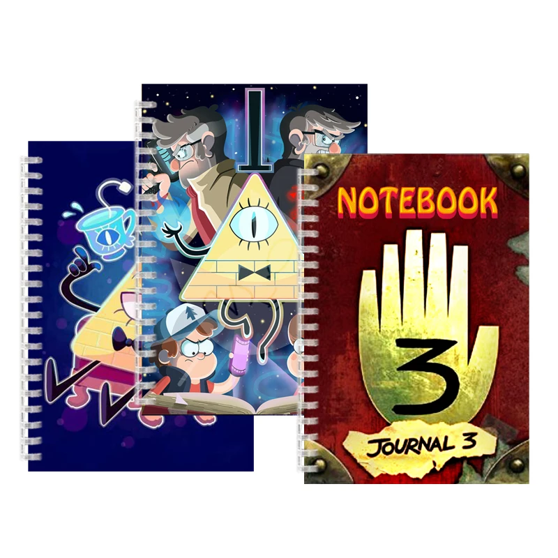 

гравити фолз дневник Notebook Bill Cipher Diary Spiral Coil Ring Binder Note Book Reusable Planner Magic Travel Journal Supplies