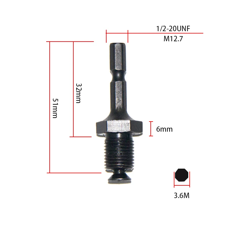 Адаптер для быстрой смены резьбы 1/2 20UNF ударного гайковерта SDS Plus / Hex Socket Square Female