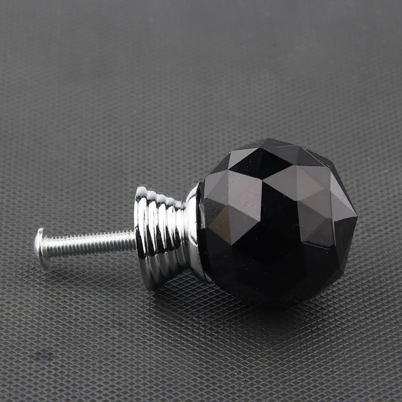 Black 6 шт./лот Хрустальная ручка для мебели ручка для ящика Ручка для шкафа фурнитура Ручка 30 мм дверная ручка - Цвет: Black