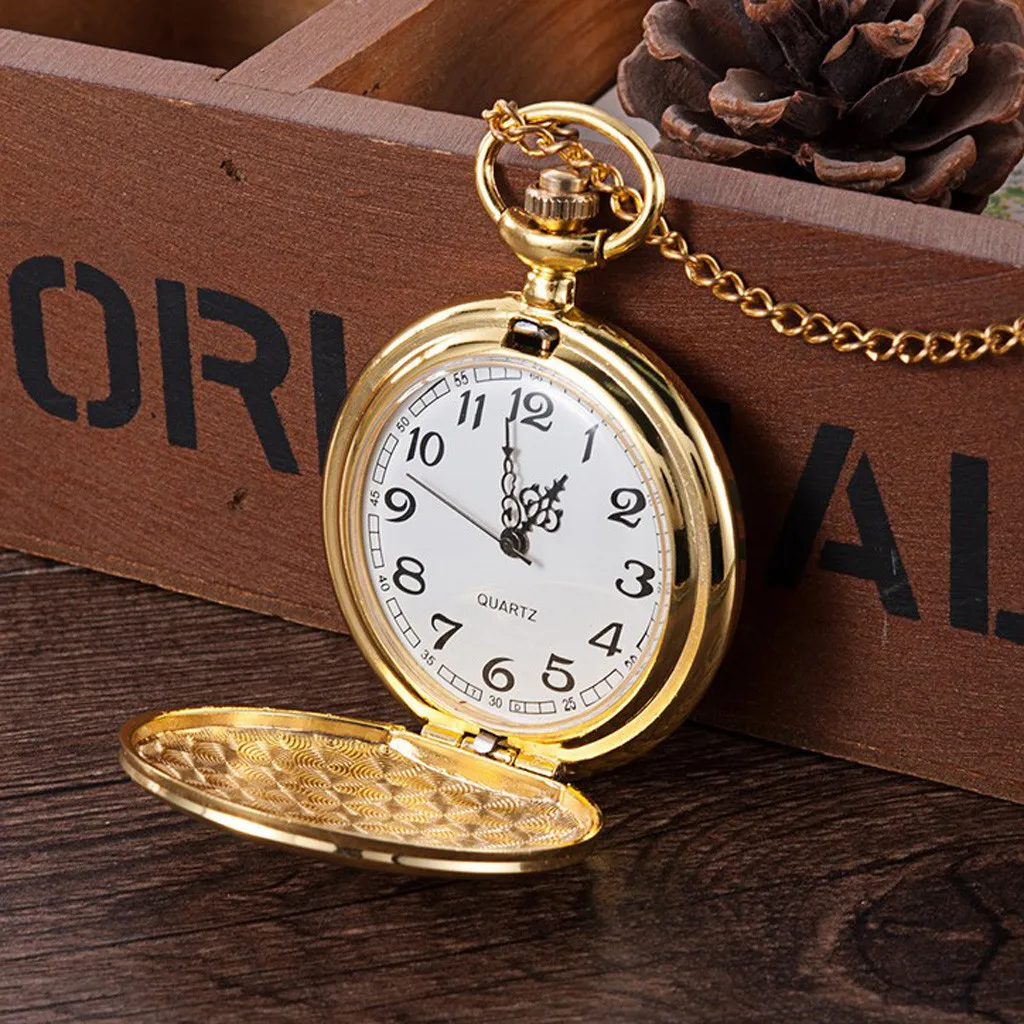 4 6 см Индивидуальные модные ретро большие карманные часы с гравировкой кварцевые