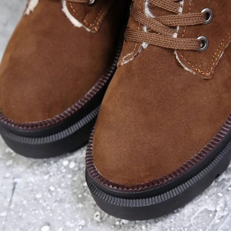 Tuyoki/ботильоны женская зимняя обувь на платформе с круглым носком толстой подошве