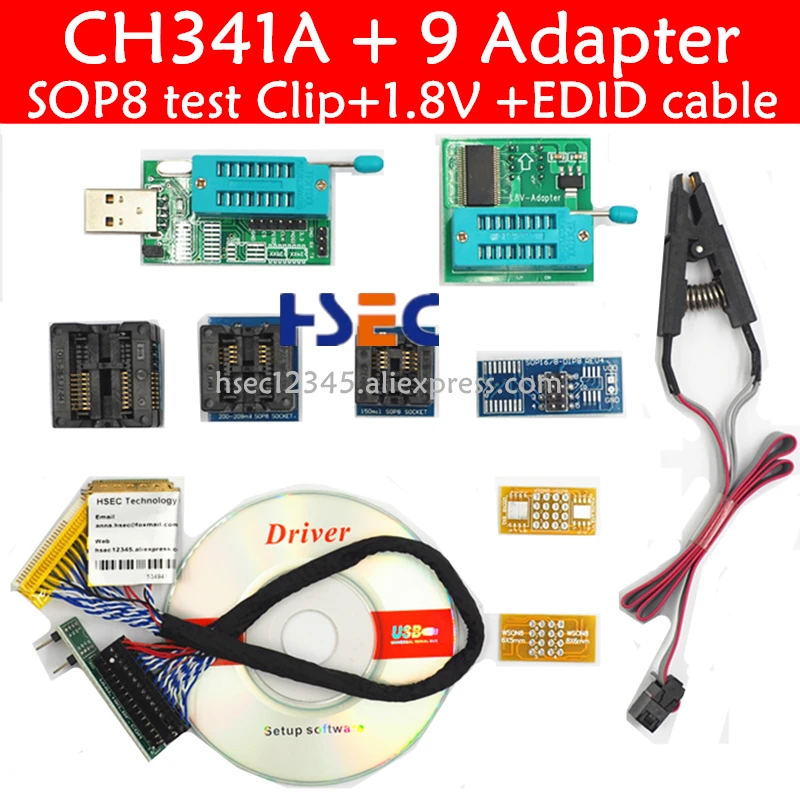 V9.00 TL866II плюс универсальный Minipro программатор с адаптерами+ тестовый зажим TL866 PIC биос высокоскоростной программатор