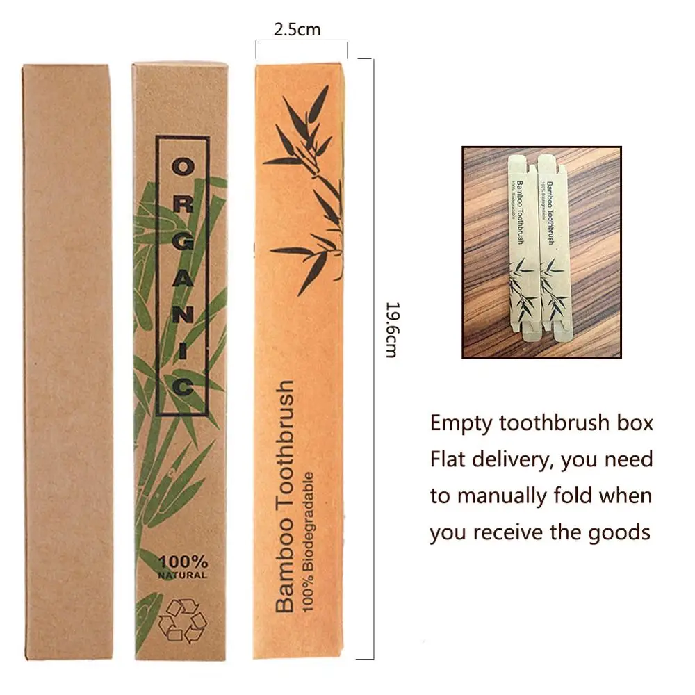 Пустая зубная щетка из натурального бамбука крафт бумага коробка