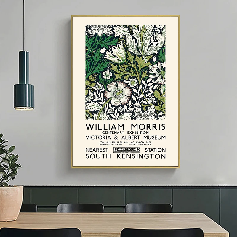 

William Morris Canvas Painting The Victoria and Albert Exhibition Posters and Prints Wall Art Pictures for Living Room Decor