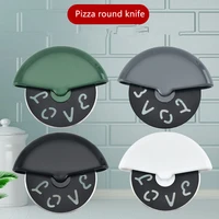 stainless steel round wheel cutting knife for pizza with lid roulette roller dough pizza slicer cutter baking accessories tools