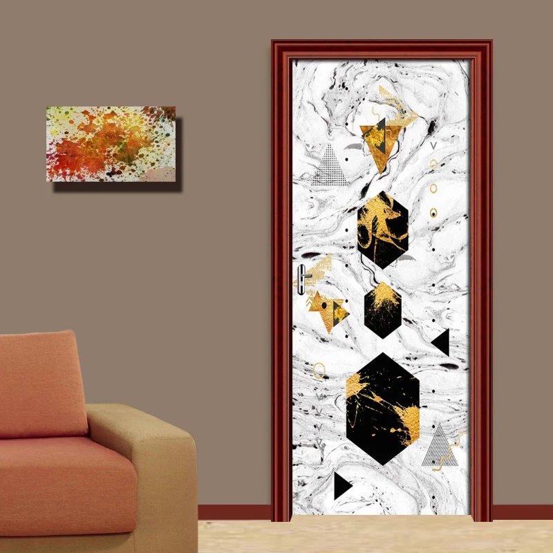 Абстрактная Геометрическая чернильная живопись Настенная Наклейка на дверь