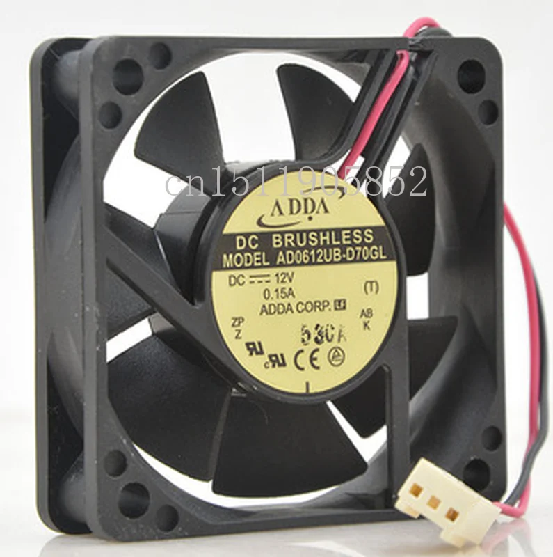 

Free shipping AD0612UB-D70GL DC 12V 0.15A 60x60x15mm 2-Wire Server Cooling Fan