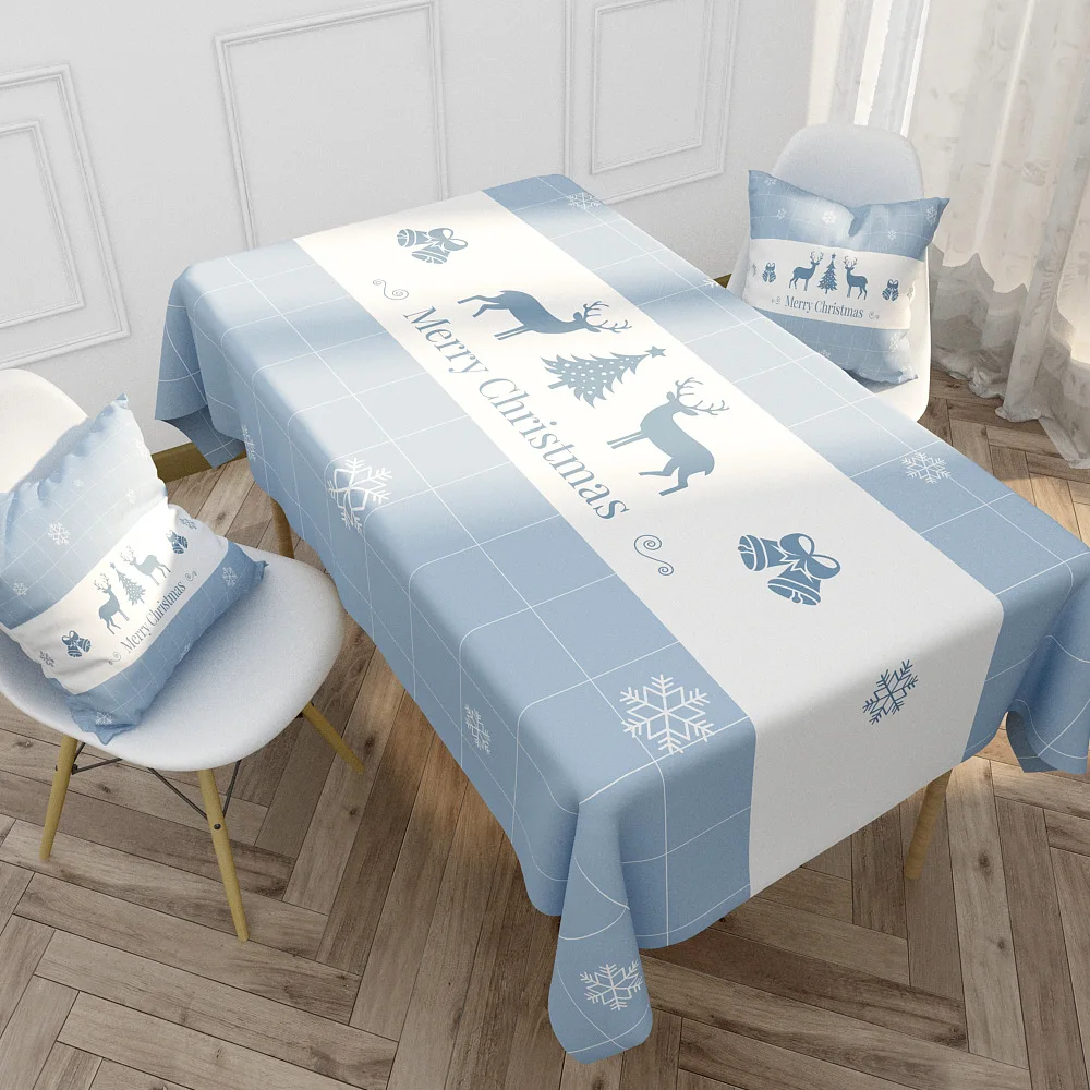 Рождественская Водонепроницаемая скатерть с изображением синего лося