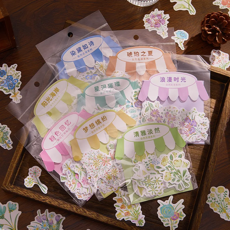 

40 Sheets Romantic Flower Bouquet Stickers for DIY Material Scrapbooking Journal Decoration