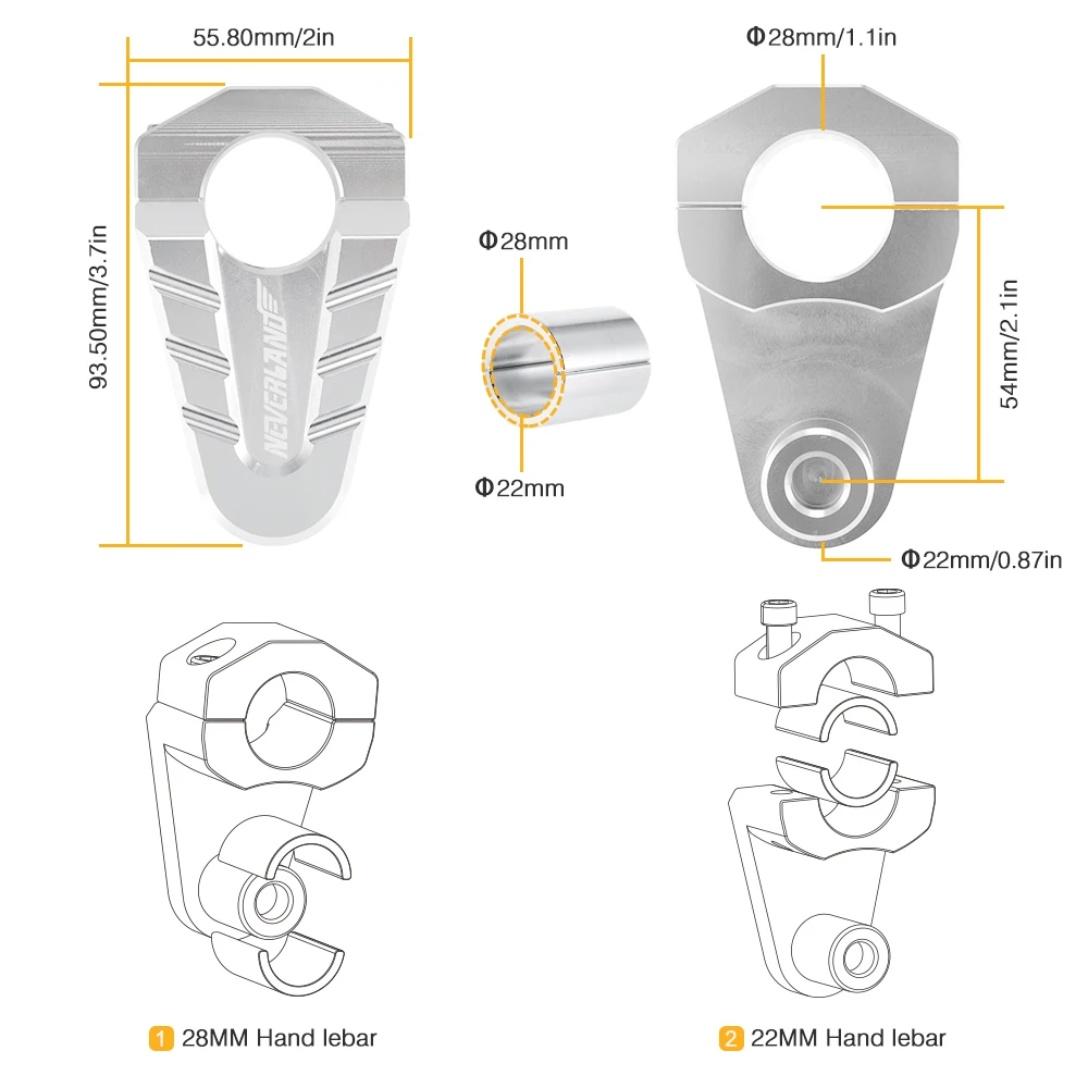 22 мм 28 ЧПУ Серебряный дизайн подставка крепление зажимы мотоциклетный руль