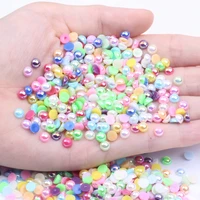 5mm 10000pcslot ab colors half round pearls imitation flatback glue on resin beads for jewelry making craft dress supplies diy