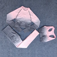 womens suit for fitness ombre crop top racerback bra seamless leggings sports suits gym clothing tracksuit women sportswear