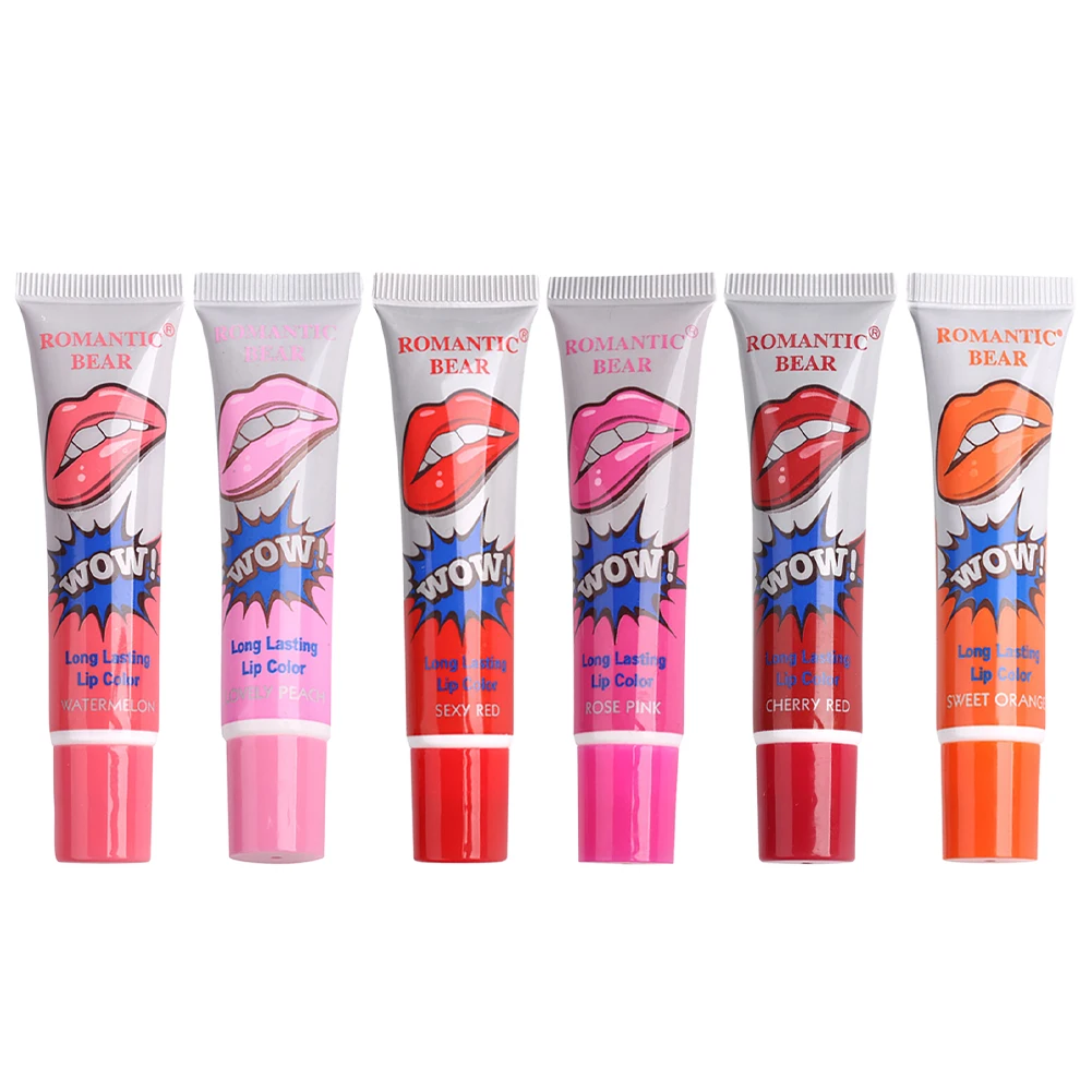 

6 Colors Amazing Moisturizer Lip Gloss Waterproof Makeup Lip Stick Long Lasting Liquid Lipstick Tint Tear Pull Lipgloss NEW