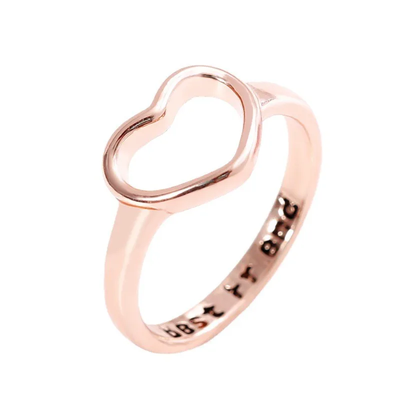

Elegant Simple Hollow Out Heart Love Shaped Friendship Ring Lettering "Best Friend" for Women Girl Student Party Jewelry