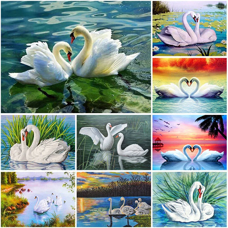 

DIY Swan 5D Diamond Painting Full Round Resin Animal Diamont Embroidery Mosaic Cross Stitch Kits Wall Art Home Decor