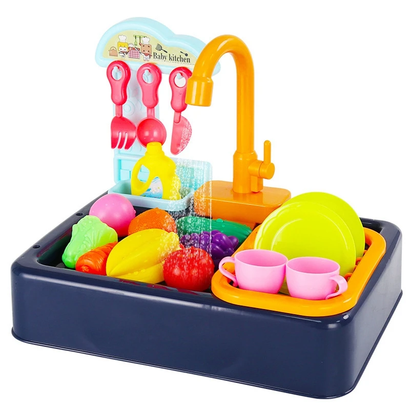 

Simulation Dishwasher Sink for Child Electric Dishwasher Sink Children's Role Playing Kitchen Toys Set Birthday Gift