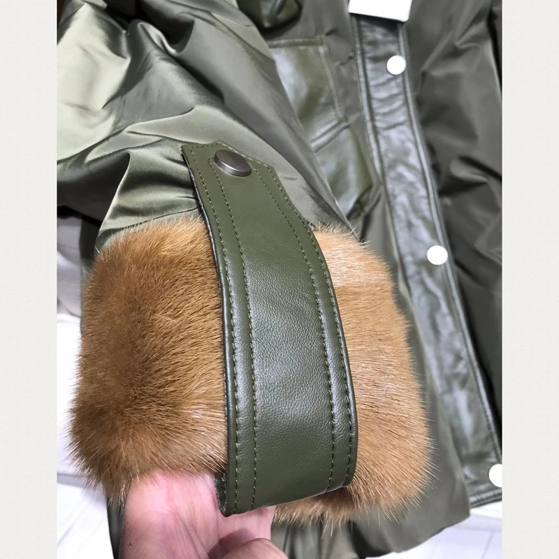 

Women Duck Down Coat Mink fur Fashion Female High Quality White Duck Down Jaket Real Mink Fur Windbreak Warm H110