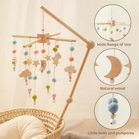 0 12 months baby rattle crib mobile toys star moon wooden bed bell musical box hairball nordic hanging decor accessories gifts