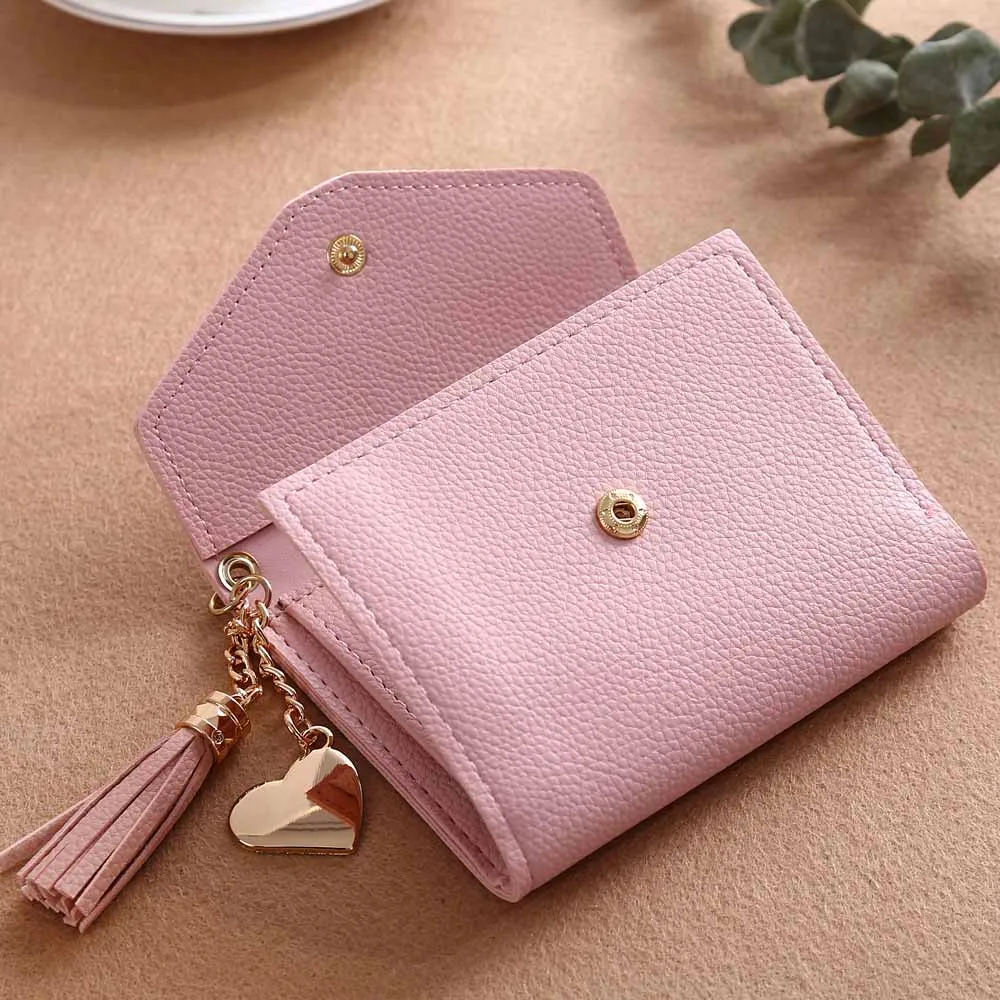 

Women Simple Tassel Short Wallet Coin Purse Card Holders Handbag Exquisite Portable Mini Bags for Women 2020 New Small Wallet