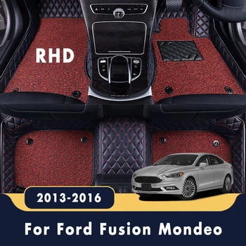 RHD For Ford Fusion Mondeo 2016 2015 2014 2013 Car Floor Mats Rugs Double Layer Wire Loop Leather Carpets Interior Parts Protect
