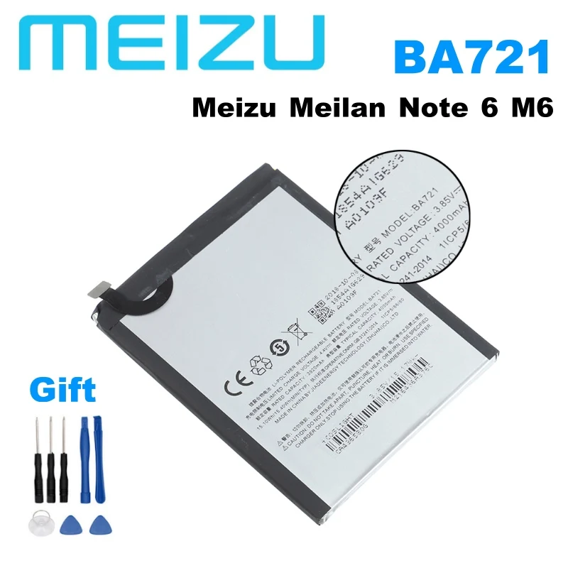 MEIZU 4000 мАч BA721 100% оригинальный сменный аккумулятор для Meizu M6 Note M721H M721L Мобильный