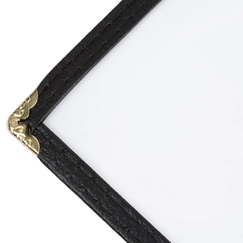 

(Pack of 10) Single Page Menu Cover, Insert 8.5 x 11 Inches, with Faux Leather Trim and Decorative Corners