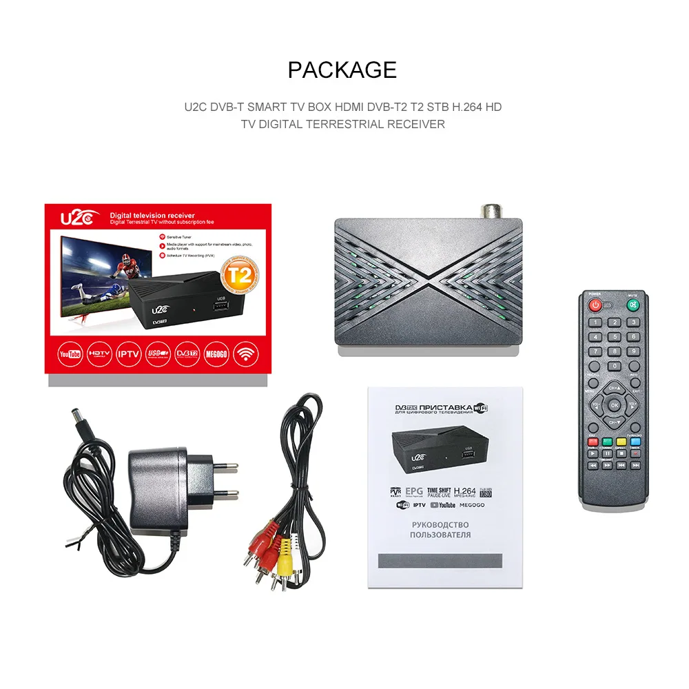 Цифровой ТВ-тюнер Mini U2C DVB T2 Vga tdt hd ТВ-ресивер dvbt2 ТВ-приставка с ТВ-приставкой для