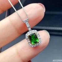 kjjeaxcmy fine jewelry 925 sterling silver inlaid natural diopside noble girl new pendant necklace support test