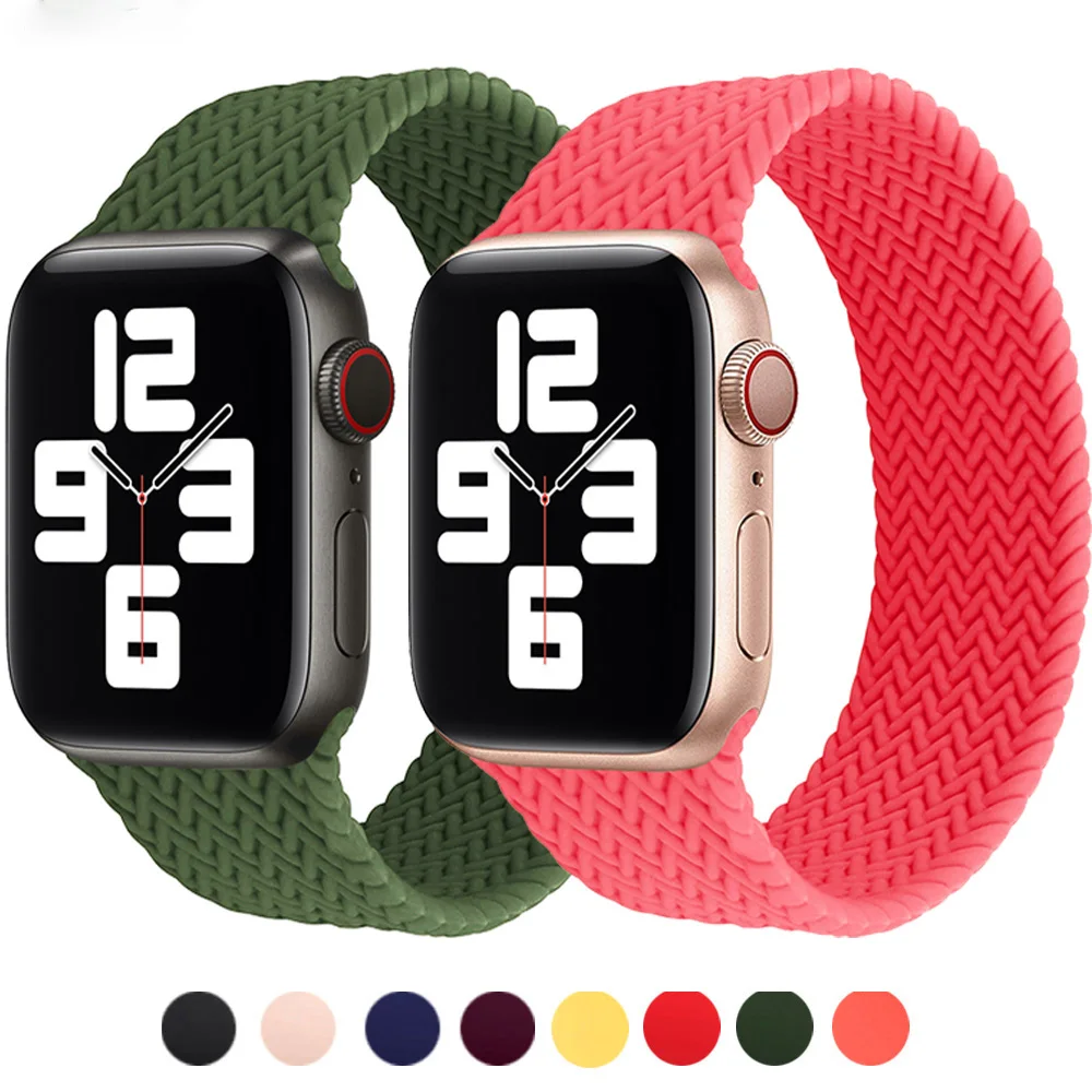 

Ремешок силиконовый Solo Loop для Apple watch band 44 мм 40 мм 38 мм 42 мм, эластичный плетеный текстурный браслет для iWatch series 6 5 4 3 se