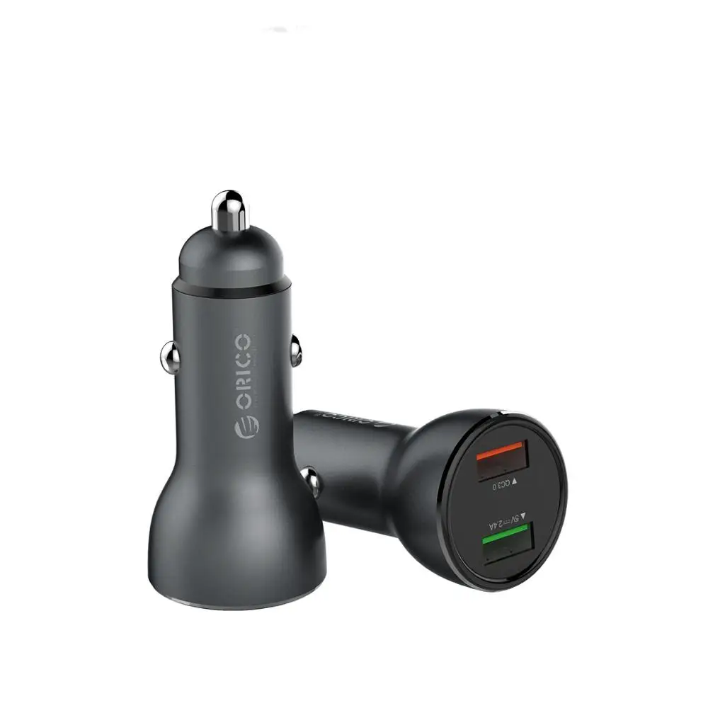 ORICO Dual USB QC 3,0 или 5 в а 12 Вт 2 порта Быстрая зарядка Смарт автомобильное зарядное устройство для iPhone samsung планшета - Тип штекера: Grey