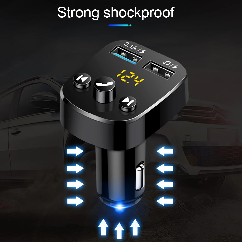 JINSERTA Bluetooth 5,0 fm-передатчик Bluetooth автомобильный комплект громкой связи mp3-плеер 3.1A двойной USB зарядное устройство U диск игровой автомобильный модулятор
