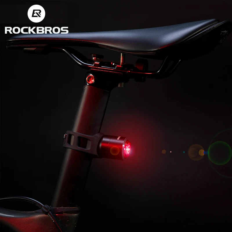 ROCKBROS велосипедное седло, задний светильник, водонепроницаемый, интеллектуальный, Фоточувствительный, USB, перезаряжаемый Предупреждение ющий задний светильник светодиодный, велосипедный светильник