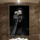 Холщовые постеры черного и золотого цвета с обнаженной африканской женщиной, настенная портретная Картина на холсте, скандинавские настенные картины для гостиной