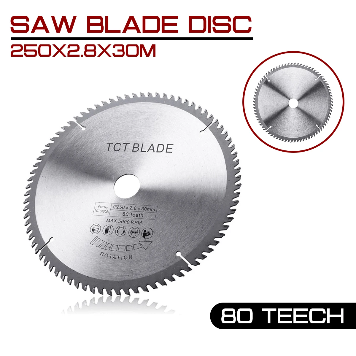 

TCT Hard Alloy Saw Blade 250x2.8x30mmx80Teech for Wood Metal Circular Saw Blade Multi-functional for Cutting Wood and Metal Tool