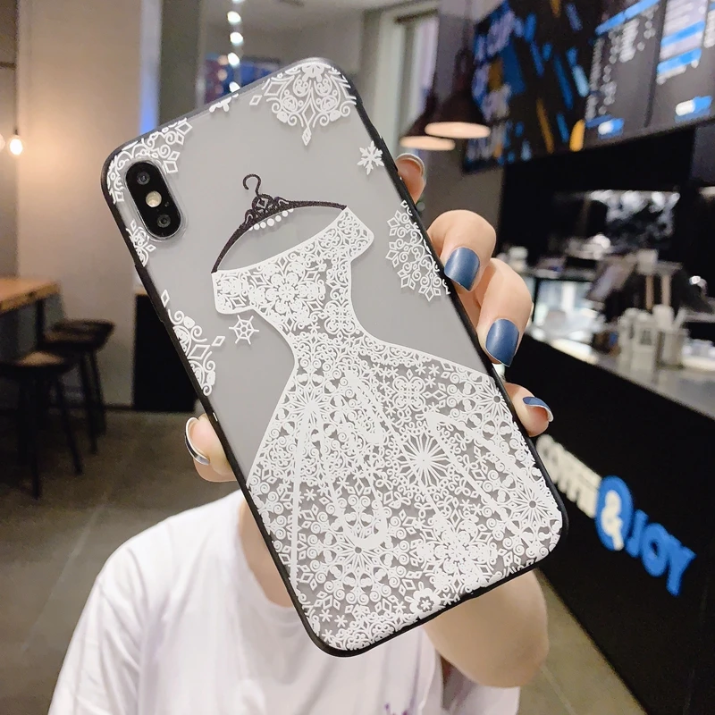 Для Apple iPhone X 11 Pro 6 6s 7 8 Plus XR XS 11Pro Max свадебное платье кружева цветочный узор Мягкий