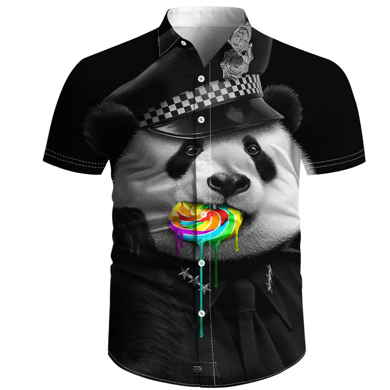 New panda printed men's 3D shirt fine dyed cloth shirt leisure beach Harajuku hip hop shirt 3D printed shirt