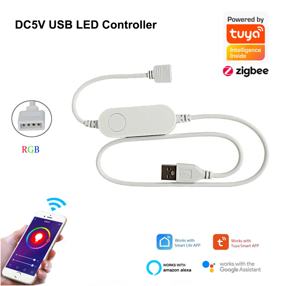 Светодиодная лента TUYA Zigbee с USB гибкая лампа RGB для подсветильник Ки телевизора 5 в