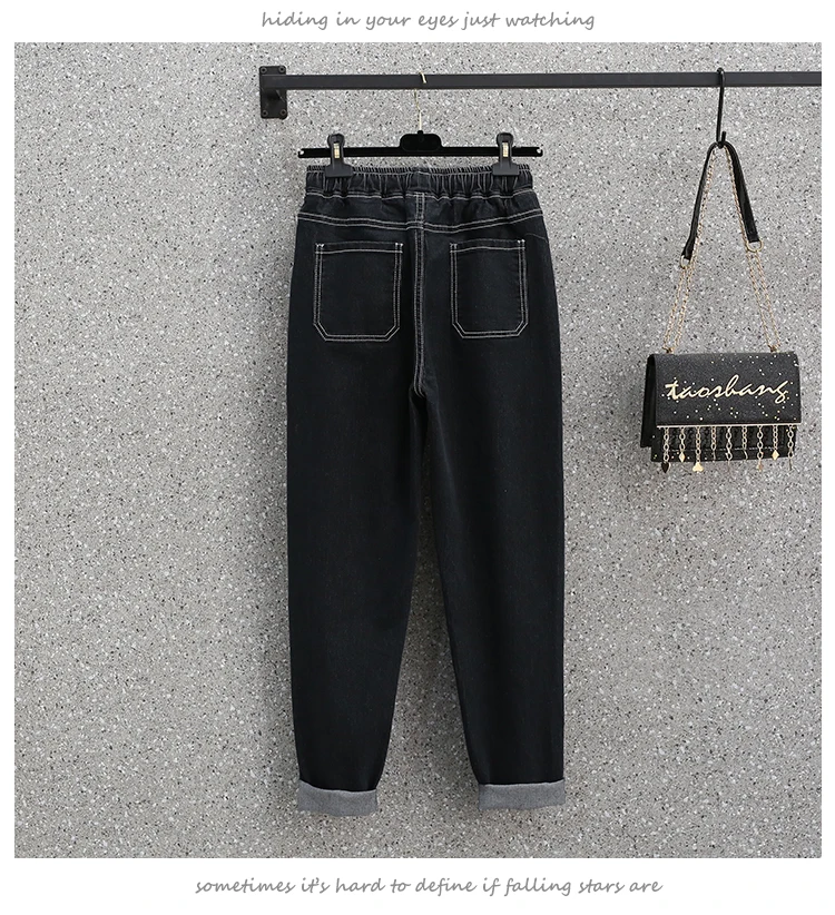 Женский Повседневный Спортивный костюм размера плюс свитер в клетку и джинсовые