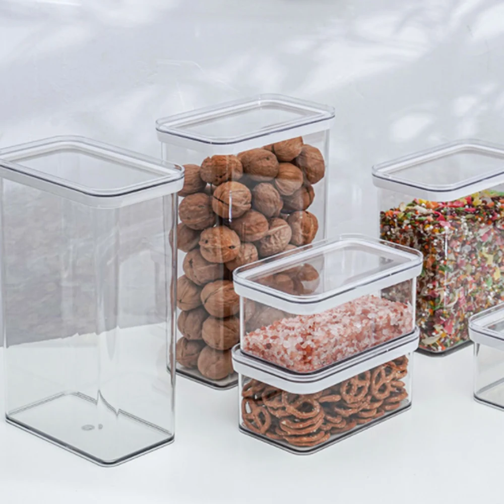 

Plastic Food Storage Container Jar Set with Lid Kitchen Bulk Sealed Cans Refrigerator Multigrain Tank Container for Cereal
