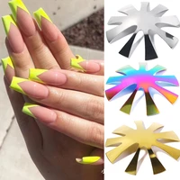 1pcs french stainless steel template model polishing manicure diy tools crystal silver gold nail art template