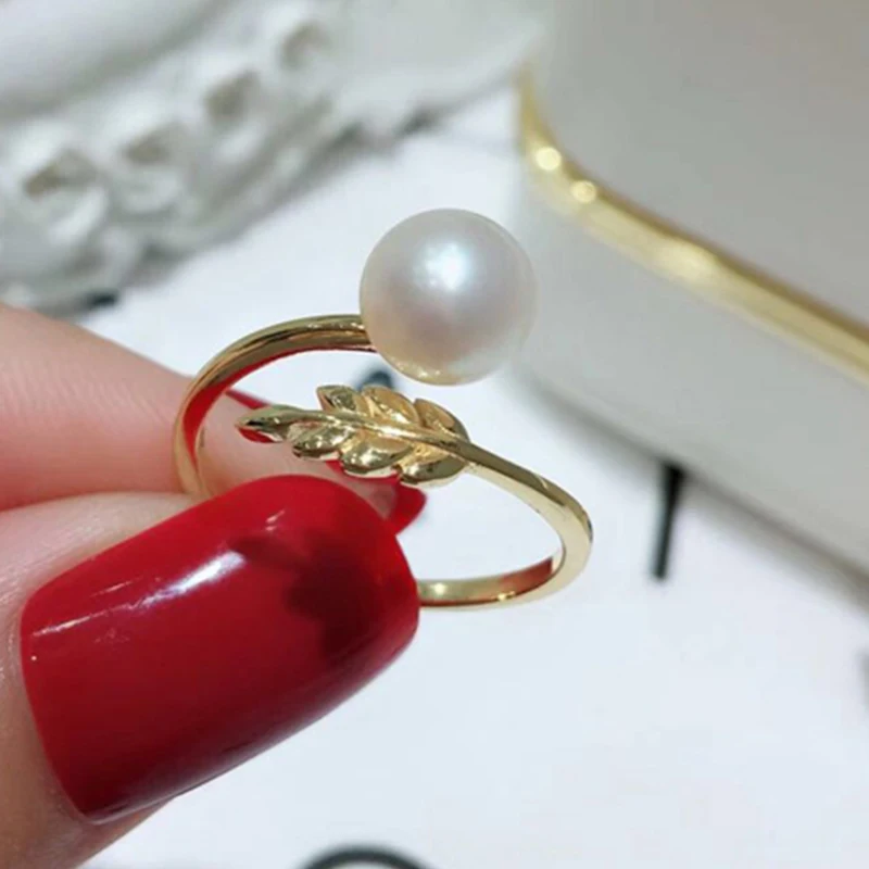 

YIKALAISI 925 Sterling Silver Natural Freshwater Pearl Fine Rings Jewelry For office Women 8-9mm Pearl 5 Colour