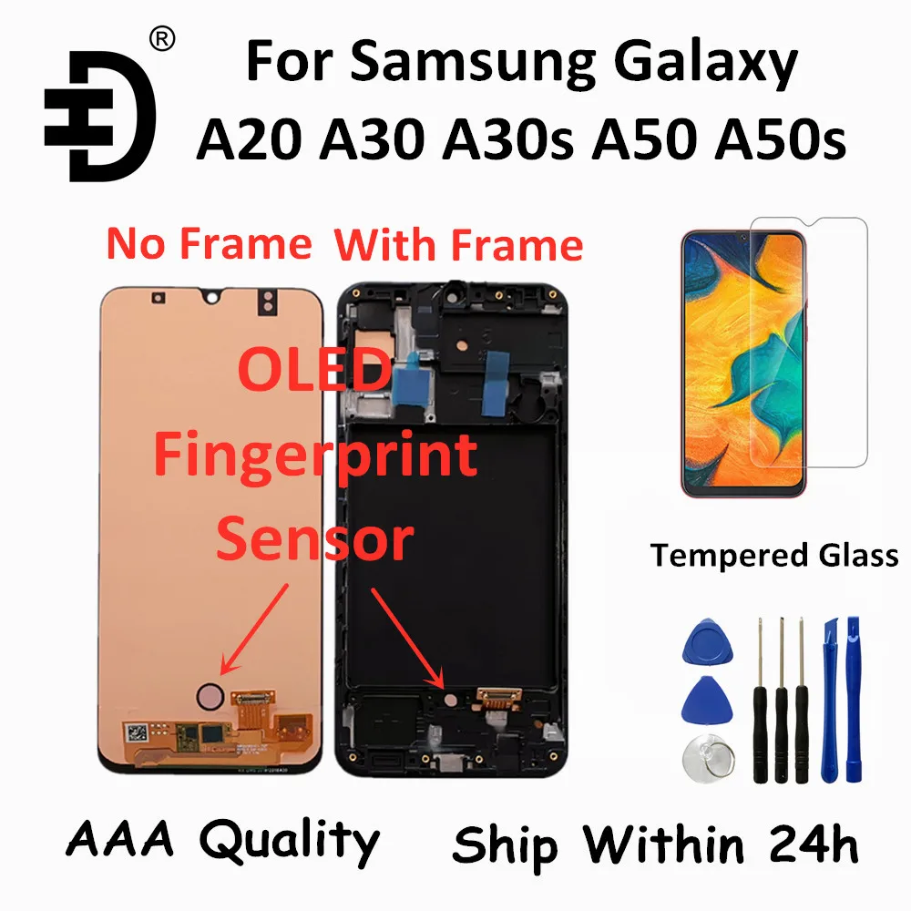 

Светодиодный дисплей для Samsung Galaxy A20 A30 A50 A50s, сменный сенсорный экран с дигитайзером, ЖК-дисплей для Samsung A30S A50