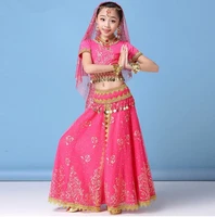 new style kids belly dance indian dance costume set sari bollywood children outfit chiffon belly dance performance clothes sets