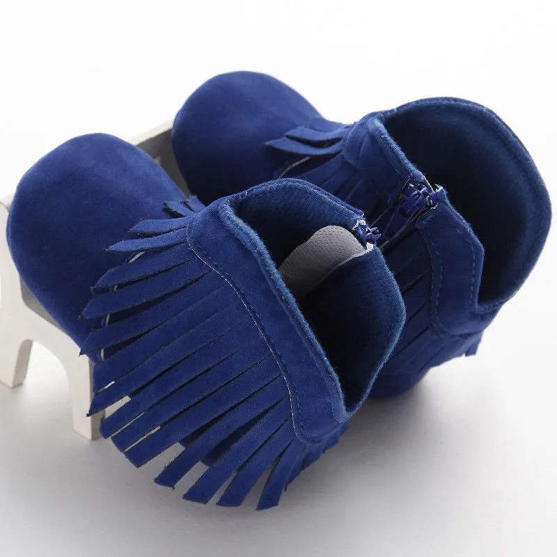 Moccs/мокасины для новорожденных девочек и мальчиков; однотонная обувь с бахромой; мягкая детская нескользящая обувь на нескользящей подошве; 0-18 месяцев