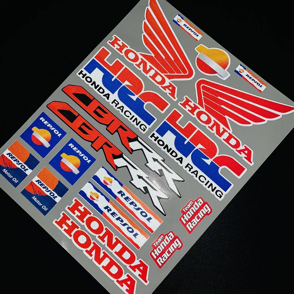 Высокоотражающие наклейки для HONDA HRC мотоциклетный топливный бак боковые Набор