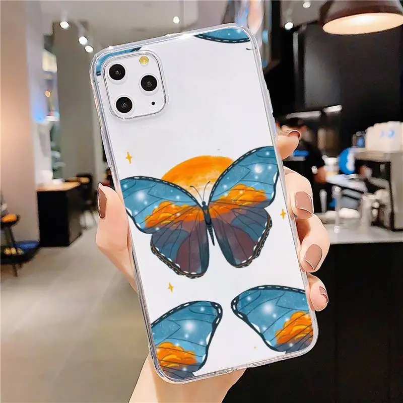 

Bling Glitter Butterfly pretty Phone Case Transparent soft For iphone 5 5s 5c se 6 6s 7 8 11 12 plus mini x xs xr pro max