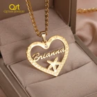 Ожерелье с текстурированным именем на заказ с сердцем, персонализированный узор с именем коррозии, подвеска из нержавеющей стали, позолоченная цепочка для девочек