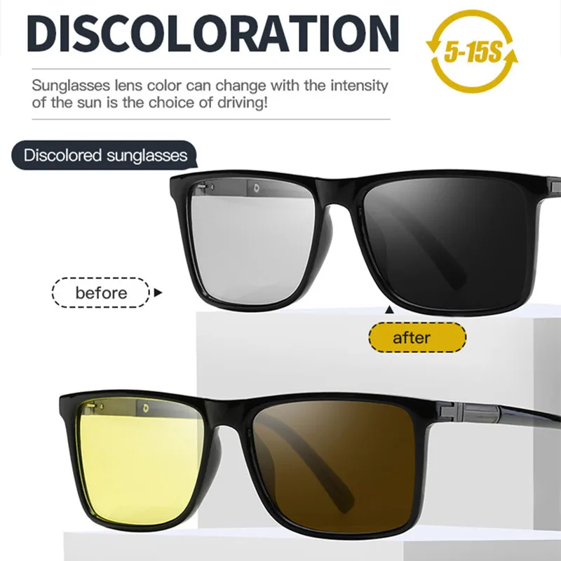 Новинка 2021 квадратные солнцезащитные очки поляризационные фотохромные для